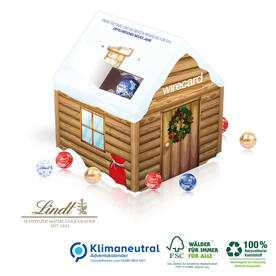 Adventskalender Lindt &amp;quot;Weihnachtshaus&amp;quot;, Klimaneutral, FSC®-zertifiziert bedrucken, Art.-Nr. 95335