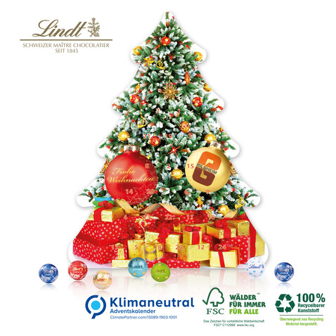 Adventskalender Lindt &quot;Weihnachtsbaum&quot;, Klimaneutral, FSC®-zertifiziert bedrucken, Art.-Nr. 95345