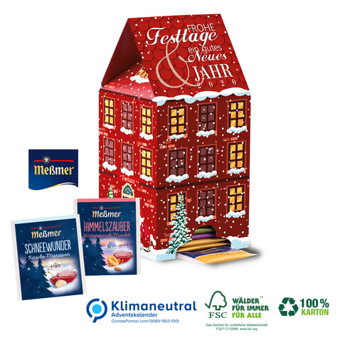 Ökologischer Adventskalender &quot;Tee-Haus&quot;, Klimaneutral, FSC®-zertifiziert bedrucken, Art.-Nr. 95346