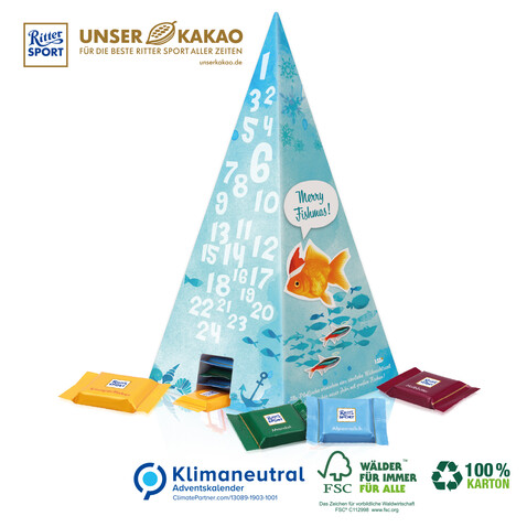 Ökologischer Adventskalender Ritter SPORT &quot;Pyramide&quot;, Klimaneutral, FSC®-zertifiziert bedrucken, Art.-Nr. 95361