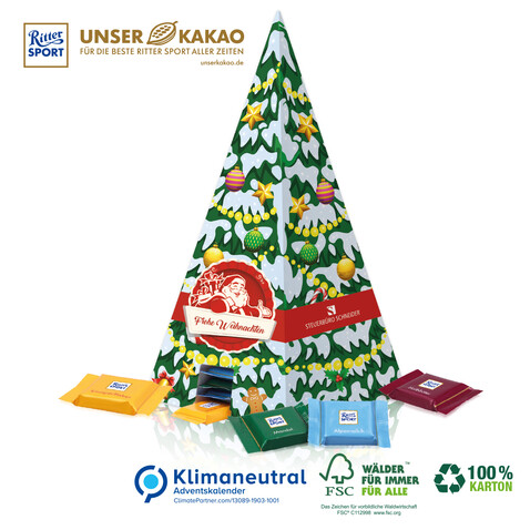 Ökologischer Adventskalender Ritter SPORT &quot;Pyramide&quot;, Klimaneutral, FSC®-zertifiziert bedrucken, Art.-Nr. 95361