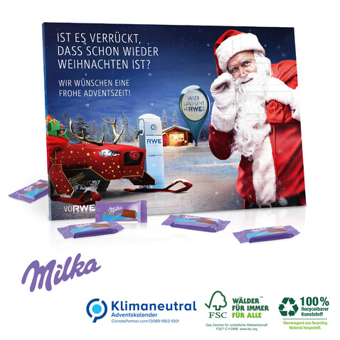 Tisch-Adventskalender mit Milka Schokolade, Klimaneutral, FSC®-zertifiziert bedrucken, Art.-Nr. 95362