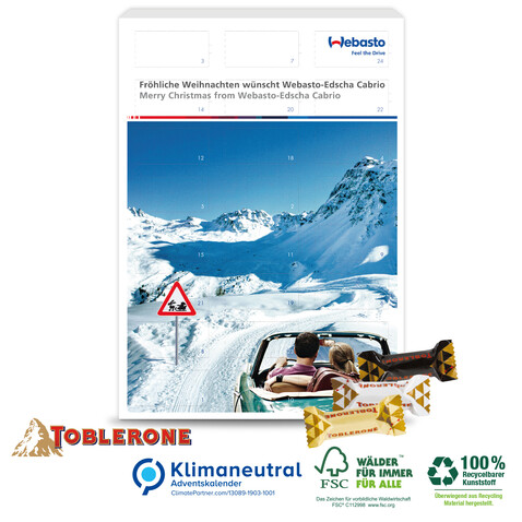 Wand-Adventskalender mit TOBLERONE, Klimaneutral, FSC®-zertifiziert bedrucken, Art.-Nr. 95364