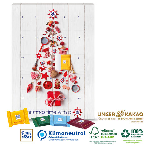 Wand-Adventskalender &quot;Ritter SPORT&quot;, Klimaneutral, FSC®-zertifiziert bedrucken, Art.-Nr. 95370