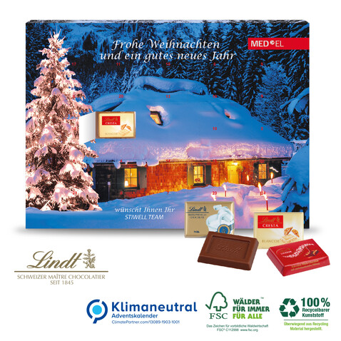 Adventskalender &quot;Lindt Exklusiv&quot;, Klimaneutral, FSC®-zertifiziert bedrucken, Art.-Nr. 95376