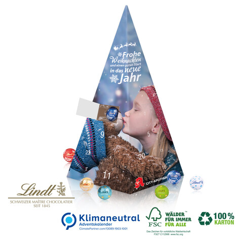 Adventskalender Lindt &quot;Weihnachtspyramide&quot;, Klimaneutral, FSC®-zertifiziert bedrucken, Art.-Nr. 95378