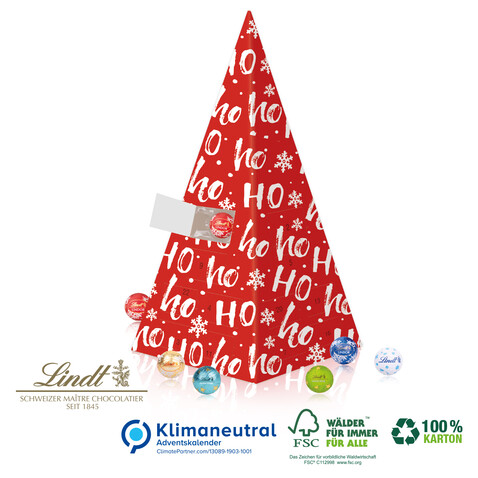 Adventskalender Lindt &quot;Weihnachtspyramide&quot;, Klimaneutral, FSC®-zertifiziert bedrucken, Art.-Nr. 95378