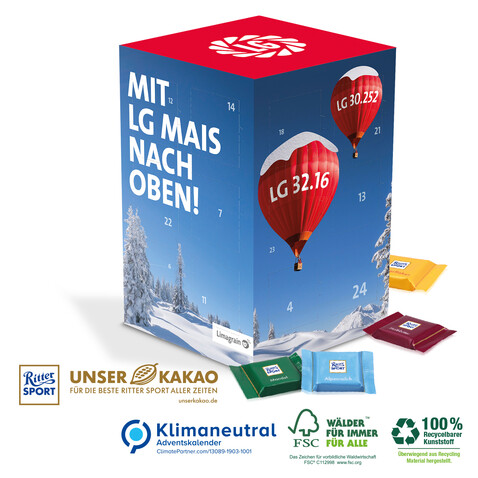 Adventskalender Cube &quot;XL&quot;, Klimaneutral, FSC®-zertifiziert bedrucken, Art.-Nr. 95386