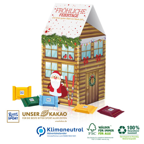 Adventskalender-Haus &quot;Ritter SPORT&quot;, Klimaneutral, FSC®-zertifiziert bedrucken, Art.-Nr. 95392