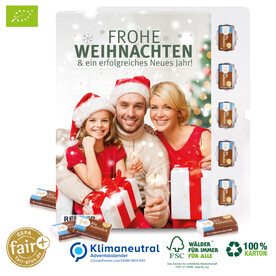 Ökologischer Karton-Wand-Adventskalender mit Fair-Plus Bio-Vollmilchschokolade, Klimaneutral, FSC®-zertifiziert bedrucken, Art.-Nr. 95395