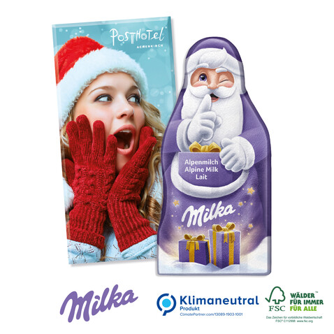 Milka Weihnachtsmann-Tafel, Klimaneutral, FSC®-zertifiziert bedrucken, Art.-Nr. 95491