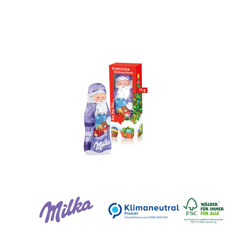 Milka Weihnachtsmann, 15 g, Klimaneutral, FSC®-zertifiziert bedrucken, Art.-Nr. 95499