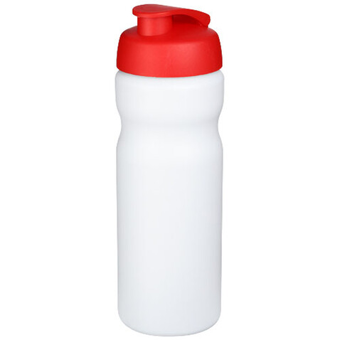 Baseline® Plus 650 ml Sportflasche mit Klappdeckel, weiss, rot bedrucken, Art.-Nr. 21068503