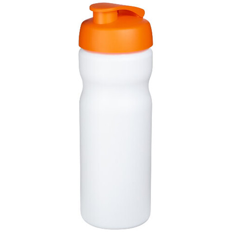Baseline® Plus 650 ml Sportflasche mit Klappdeckel, weiss, orange bedrucken, Art.-Nr. 21068507