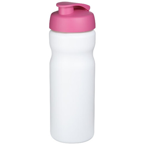 Baseline® Plus 650 ml Sportflasche mit Klappdeckel, weiss, rosa bedrucken, Art.-Nr. 21068508