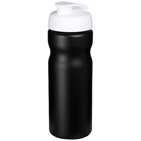 Baseline® Plus 650 ml Sportflasche mit Klappdeckel, schwarz, weiss bedrucken, Art.-Nr. 21068512