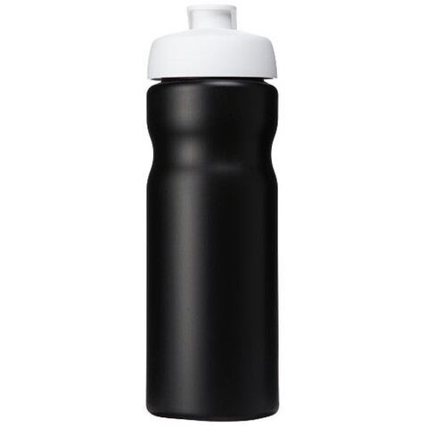Baseline® Plus 650 ml Sportflasche mit Klappdeckel, schwarz, weiss bedrucken, Art.-Nr. 21068512