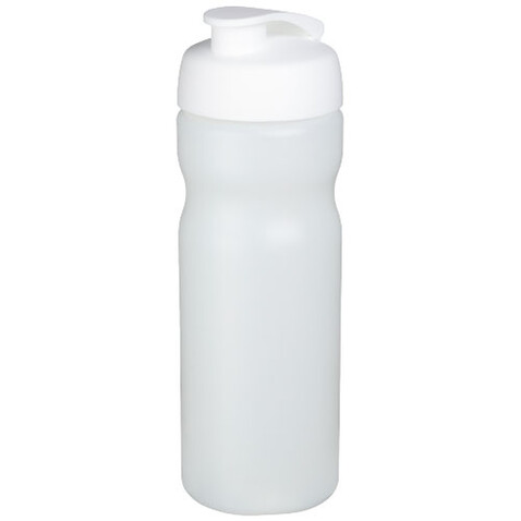 Baseline® Plus 650 ml Sportflasche mit Klappdeckel, transparent, weiss bedrucken, Art.-Nr. 21068516