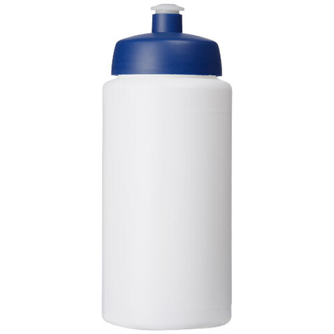 Baseline® Plus grip 500 ml Sportflasche mit Sportdeckel, weiss, blau bedrucken, Art.-Nr. 21068702
