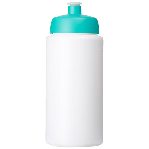 Baseline® Plus grip 500 ml Sportflasche mit Sportdeckel, weiss, aquablau bedrucken, Art.-Nr. 21068705
