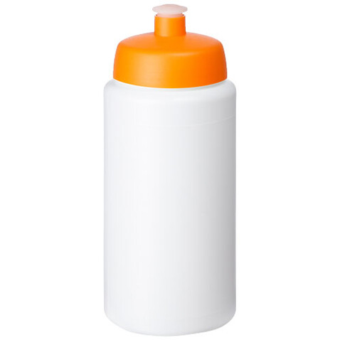 Baseline® Plus grip 500 ml Sportflasche mit Sportdeckel, weiss, orange bedrucken, Art.-Nr. 21068707