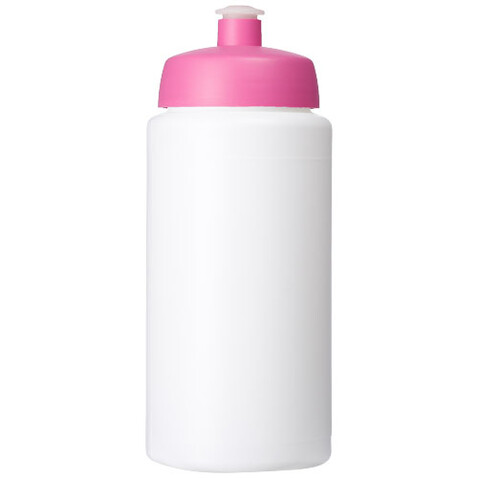 Baseline® Plus grip 500 ml Sportflasche mit Sportdeckel, weiss, rosa bedrucken, Art.-Nr. 21068708