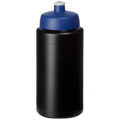 Baseline® Plus grip 500 ml Sportflasche mit Sportdeckel, schwarz, blau bedrucken, Art.-Nr. 21068713