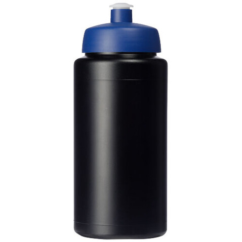 Baseline® Plus grip 500 ml Sportflasche mit Sportdeckel, schwarz, blau bedrucken, Art.-Nr. 21068713