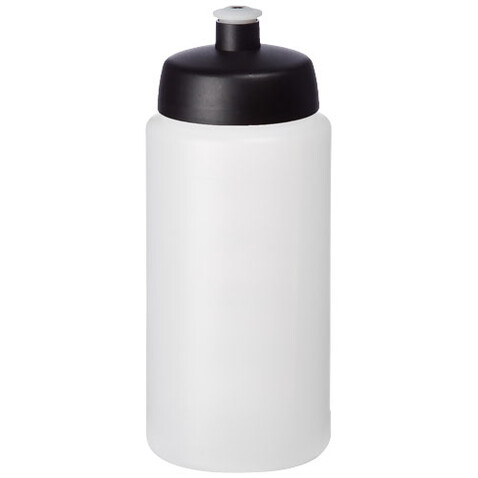 Baseline® Plus grip 500 ml Sportflasche mit Sportdeckel, transparent, schwarz bedrucken, Art.-Nr. 21068715