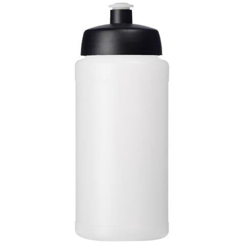 Baseline® Plus grip 500 ml Sportflasche mit Sportdeckel, transparent, schwarz bedrucken, Art.-Nr. 21068715
