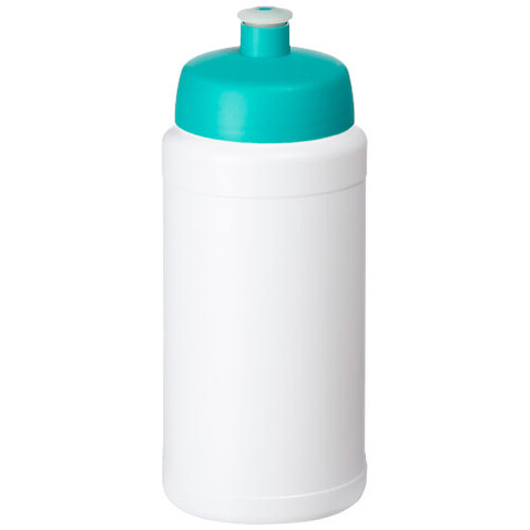 Baseline® Plus 500 ml Flasche mit Sportdeckel, weiss, aquablau bedrucken, Art.-Nr. 21068805