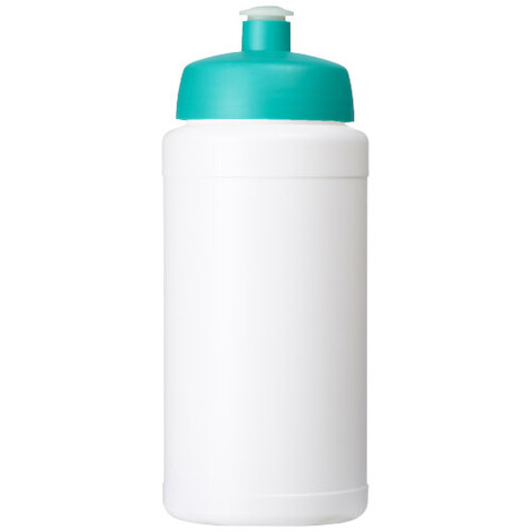 Baseline® Plus 500 ml Flasche mit Sportdeckel, weiss, aquablau bedrucken, Art.-Nr. 21068805