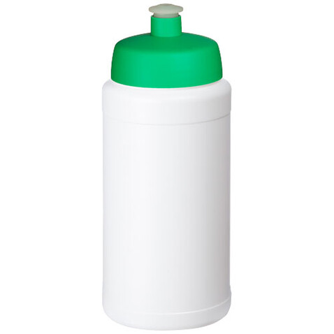 Baseline® Plus 500 ml Flasche mit Sportdeckel, weiss, grün bedrucken, Art.-Nr. 21068806