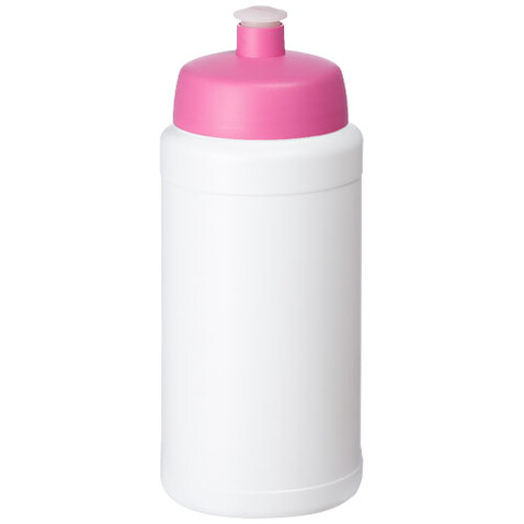 Baseline® Plus 500 ml Flasche mit Sportdeckel, weiss, rosa bedrucken, Art.-Nr. 21068808