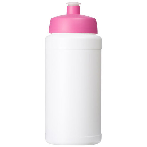 Baseline® Plus 500 ml Flasche mit Sportdeckel, weiss, rosa bedrucken, Art.-Nr. 21068808