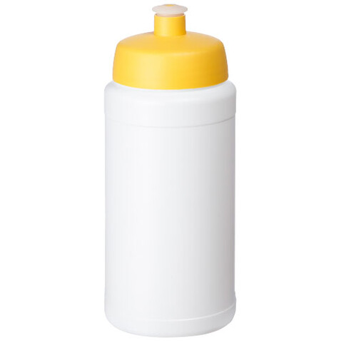 Baseline® Plus 500 ml Flasche mit Sportdeckel, weiss, gelb bedrucken, Art.-Nr. 21068810