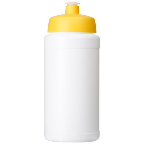 Baseline® Plus 500 ml Flasche mit Sportdeckel, weiss, gelb bedrucken, Art.-Nr. 21068810