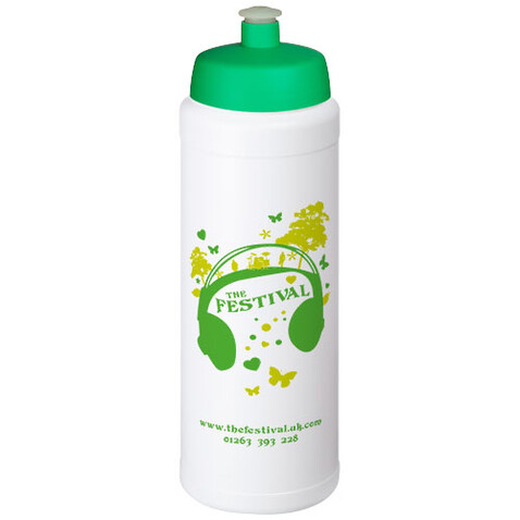 Baseline® Plus grip 750 ml Sportflasche mit Sportdeckel, weiss, grün bedrucken, Art.-Nr. 21068906
