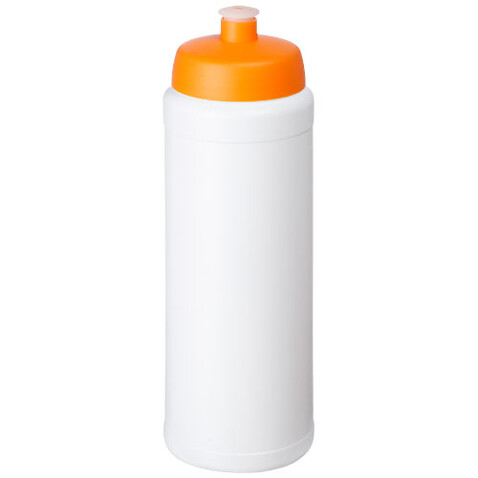Baseline® Plus grip 750 ml Sportflasche mit Sportdeckel, weiss, orange bedrucken, Art.-Nr. 21068907