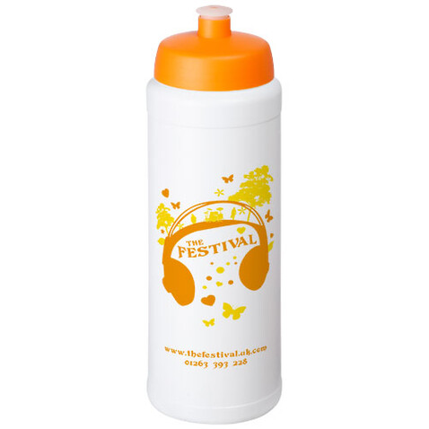 Baseline® Plus grip 750 ml Sportflasche mit Sportdeckel, weiss, orange bedrucken, Art.-Nr. 21068907