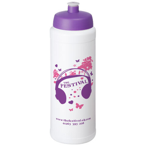 Baseline® Plus grip 750 ml Sportflasche mit Sportdeckel, weiss, lila bedrucken, Art.-Nr. 21068909