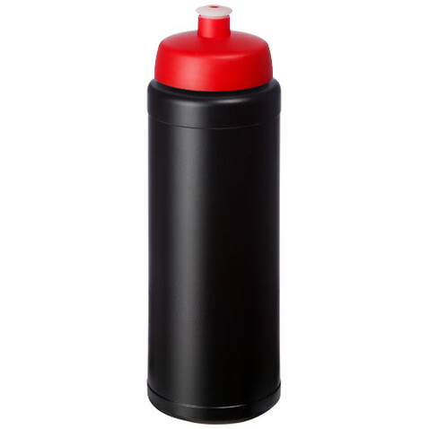 Baseline® Plus grip 750 ml Sportflasche mit Sportdeckel, schwarz, rot bedrucken, Art.-Nr. 21068914