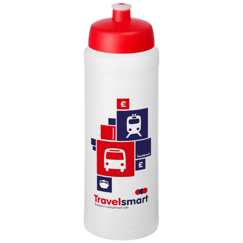 Baseline® Plus grip 750 ml Sportflasche mit Sportdeckel, transparent, rot bedrucken, Art.-Nr. 21068918