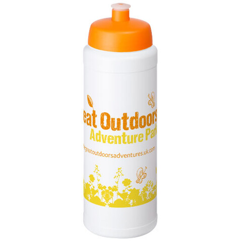 Baseline® Plus 750 ml Flasche mit Sportdeckel, weiss, orange bedrucken, Art.-Nr. 21069007 Baseline® Plus 750 ml Flasche mit Sportdeckel, weiss, orange bedrucken, Art.-Nr. 21069007