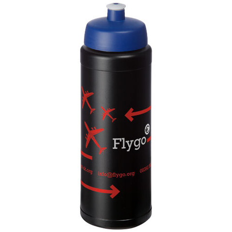 Baseline® Plus 750 ml Flasche mit Sportdeckel, schwarz, blau bedrucken, Art.-Nr. 21069013