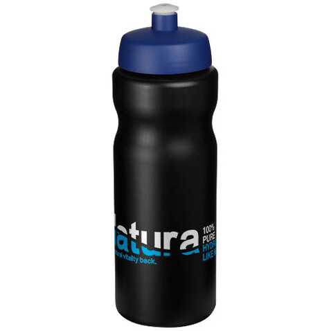 Baseline® Plus 650 ml Sportflasche, schwarz, blau bedrucken, Art.-Nr. 21068413