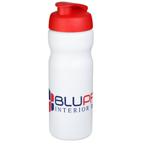 Baseline® Plus 650 ml Sportflasche mit Klappdeckel, weiss, rot bedrucken, Art.-Nr. 21068503