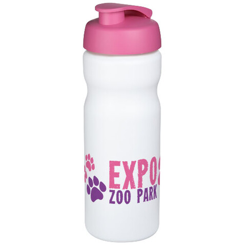 Baseline® Plus 650 ml Sportflasche mit Klappdeckel, weiss, rosa bedrucken, Art.-Nr. 21068508