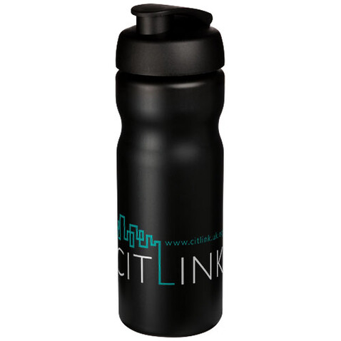 Baseline® Plus 650 ml Sportflasche mit Klappdeckel, schwarz bedrucken, Art.-Nr. 21068511