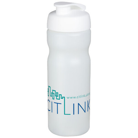 Baseline® Plus 650 ml Sportflasche mit Klappdeckel, transparent, weiss bedrucken, Art.-Nr. 21068516
